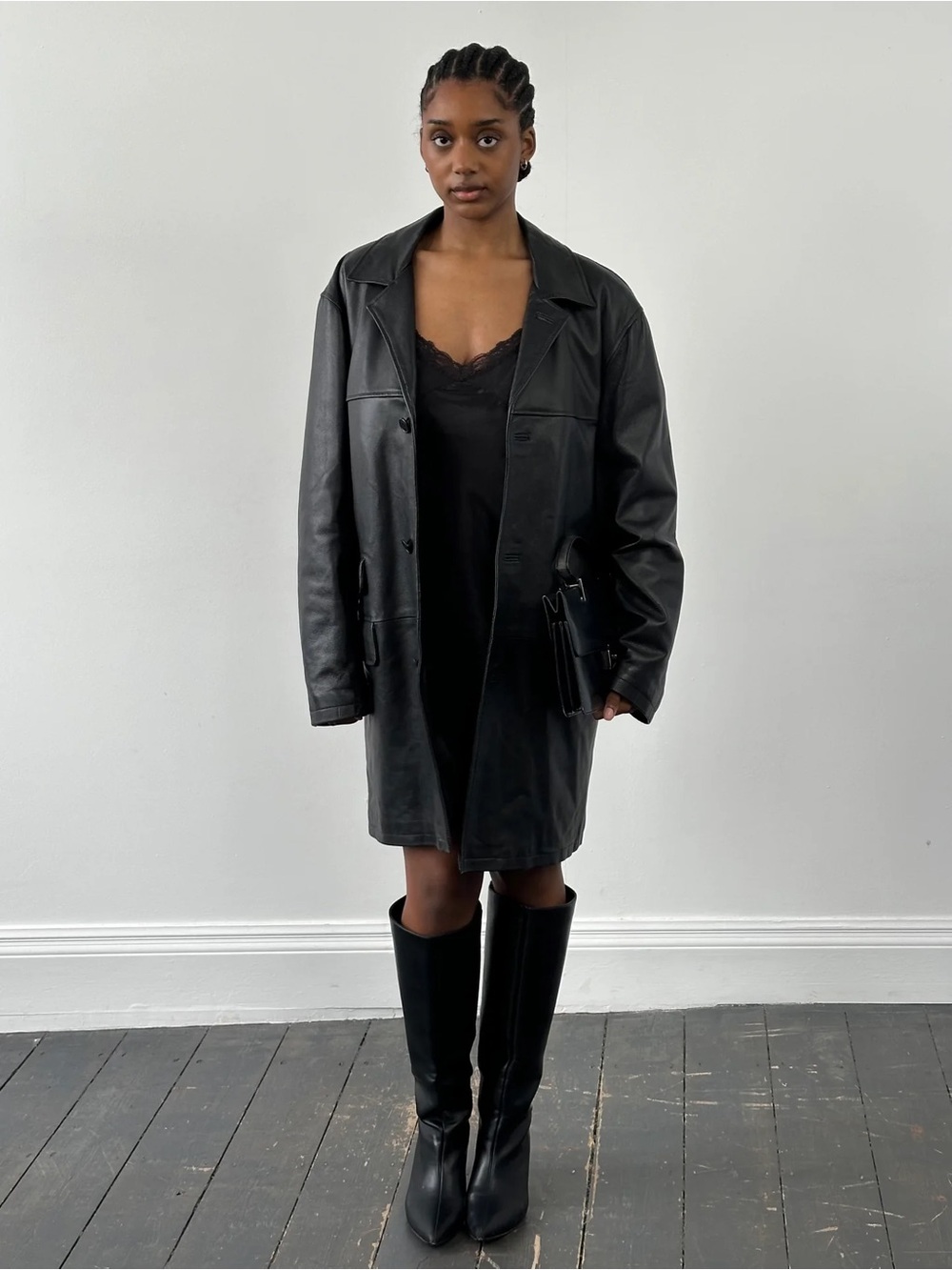 90s Vintage Italian Conbipel Oversized Leather Trench Coat